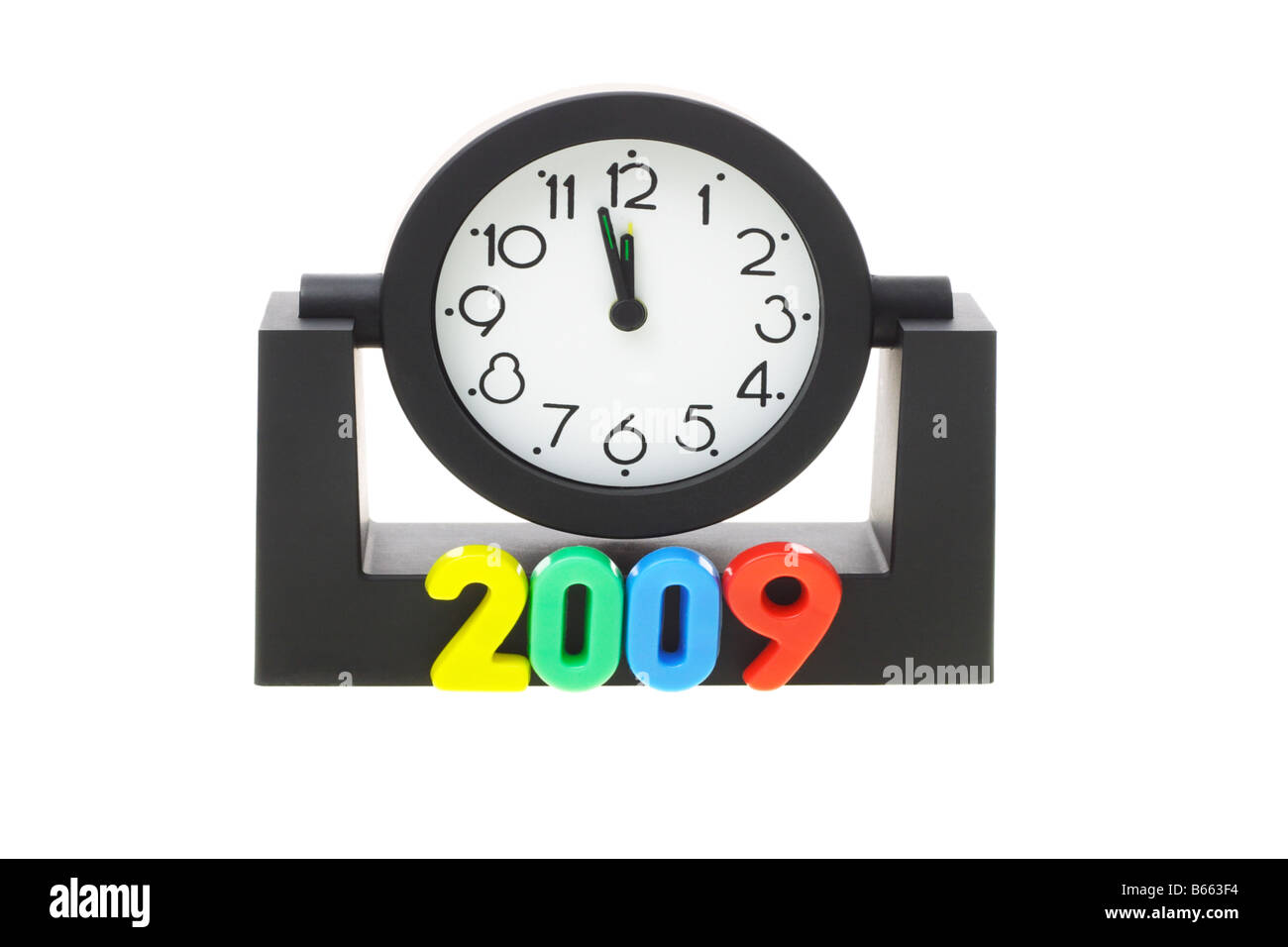 Alarm clock set to 12 mid night to welcome 2009 Stock Photo
