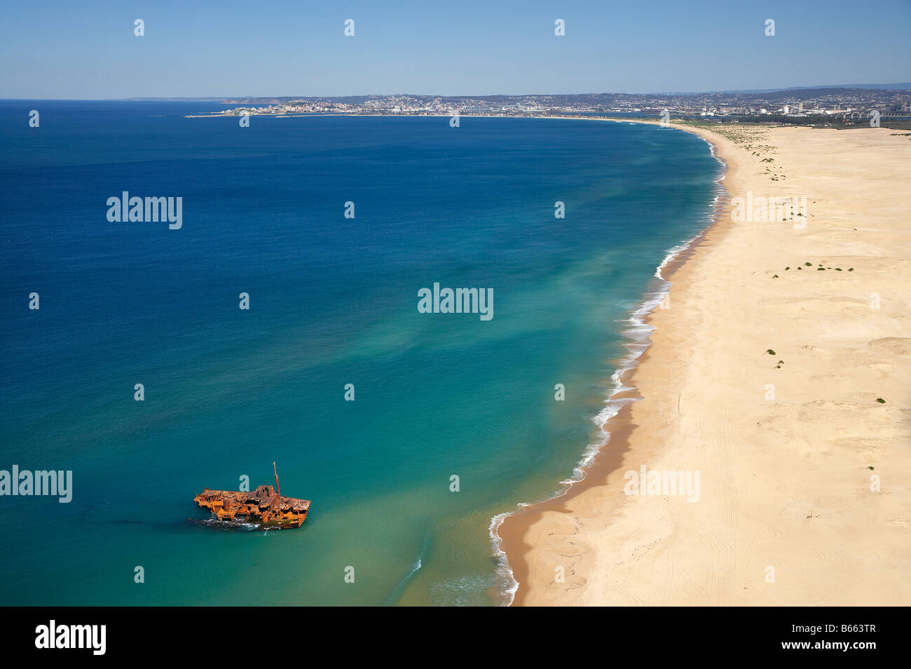 Wreck of the Sygna Stockton Beach Newcastle New South Wales Australia aerial Stock Photo Alamy