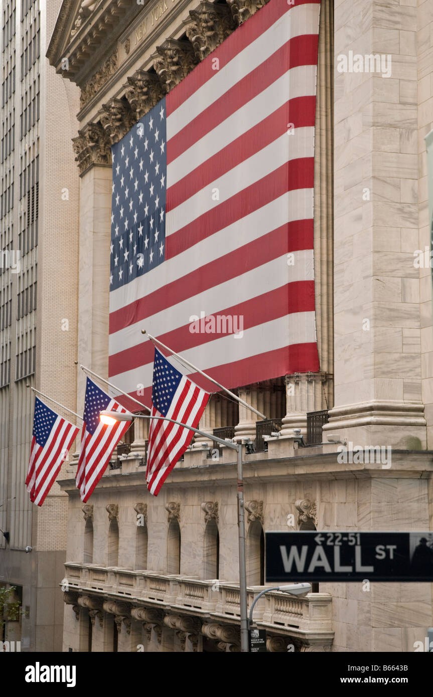 New York Stock Exchange on Wall Street in the Financial District of Manhattan New York USA Stock