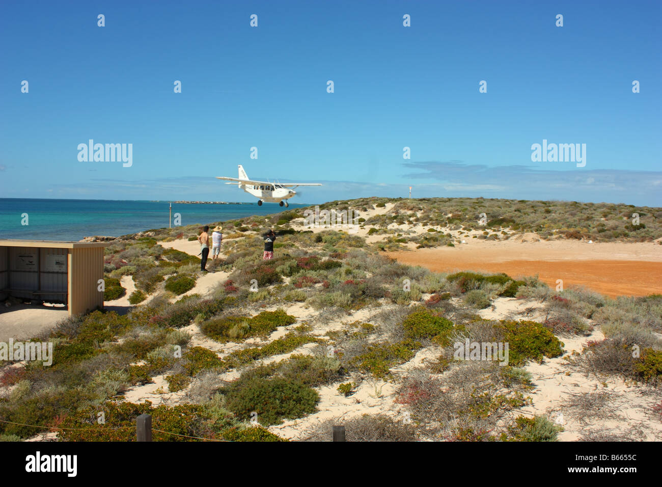 batavia airlines landing on west wallaby island on the abrolhos island chain Stock Photo