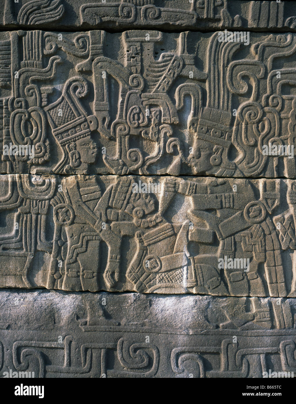 El Tajin, Mexico. Relief Of Sacrifice Detail Stock Photo