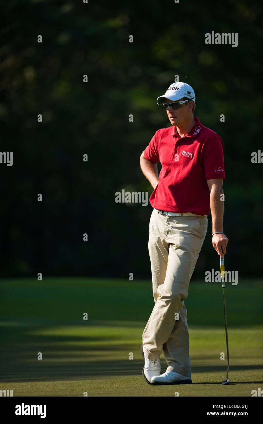 Henrik Stenson of Sweden during the final round of the 2008 Omega World Cup of Golf at the Mission Hills Golf Club in Shenzhen Stock Photo