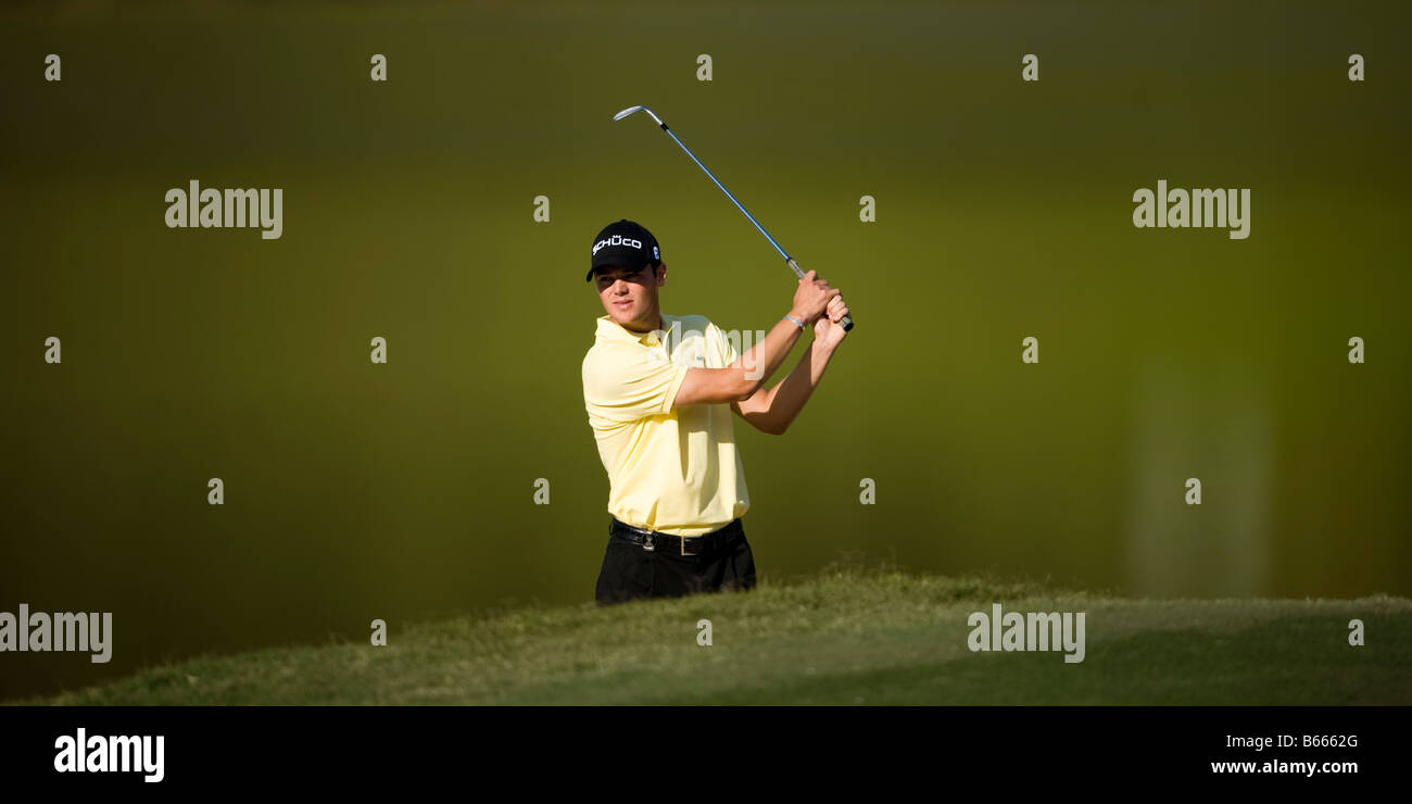 Martin Kaymer of Germany during the final round of the 2008 Omega World Cup of Golf at the Mission Hills Golf Club in Shenzhen Stock Photo