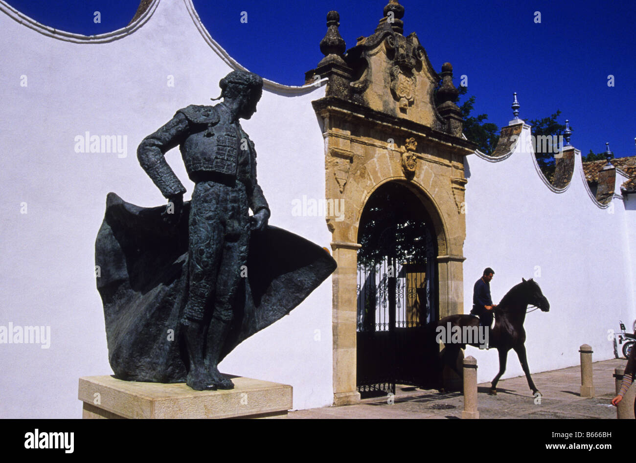 Cayetano Ordoñez statue opposite to the bullring RONDA Malaga Andalucia Spain Stock Photo
