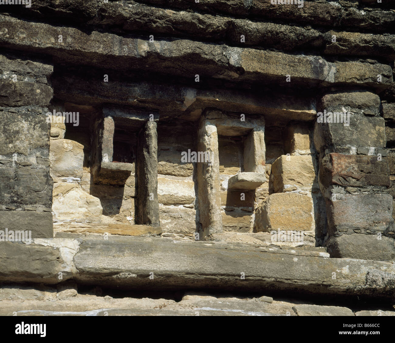 El Tajin, Mexico. Stone Frieze Stock Photo