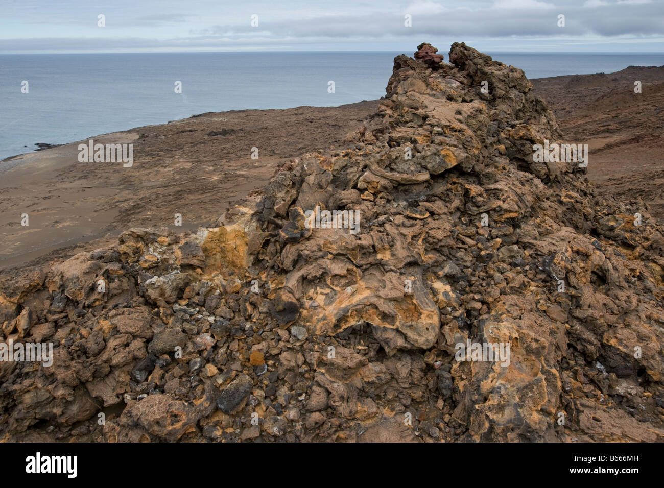 Ecuador Galapagos Islands National Park Bartolome Island Desolate volcanic landscape Stock Photo