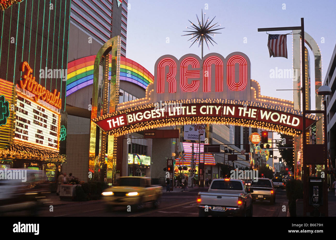 Arch of Lights Gambling District Reno Nevada US Stock Photo Alamy