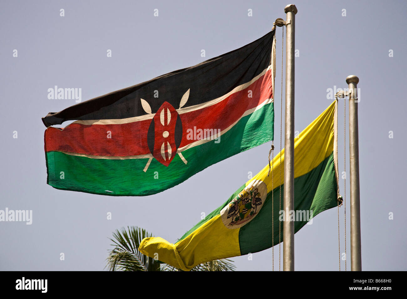 Kenyan and Nairobi flags, Kenya, Africa Stock Photo Alamy