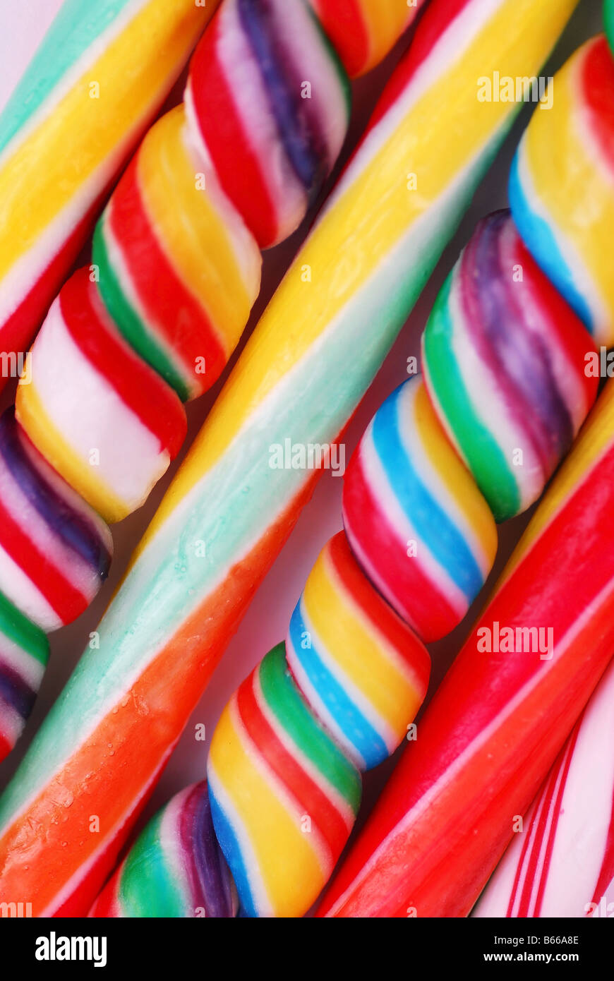 A range of coloured sweets typical seaside sweets Stock Photo