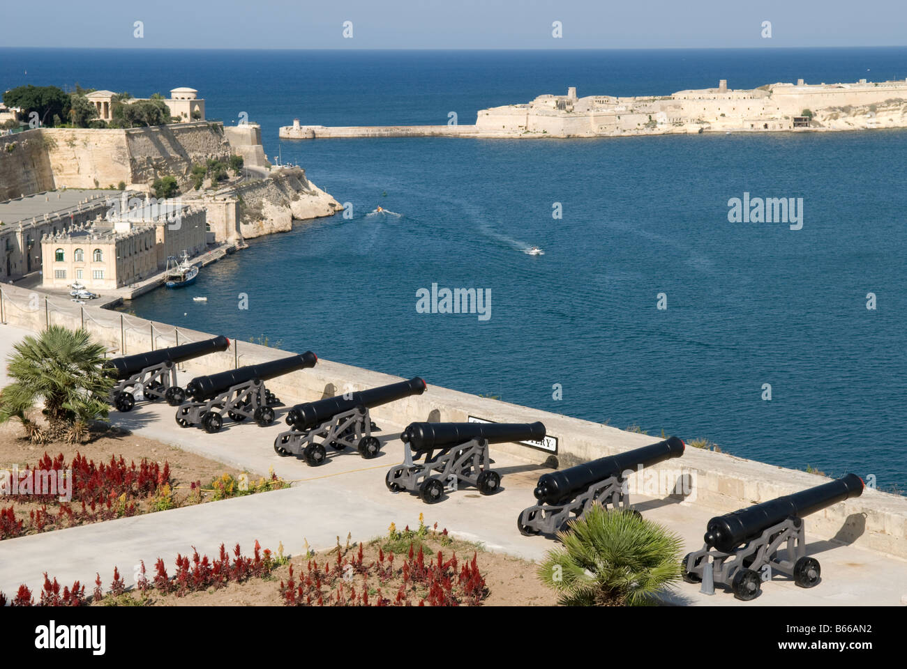 Salute Guns In Grand Harbour From Upper Barrakka Gardens Valletta