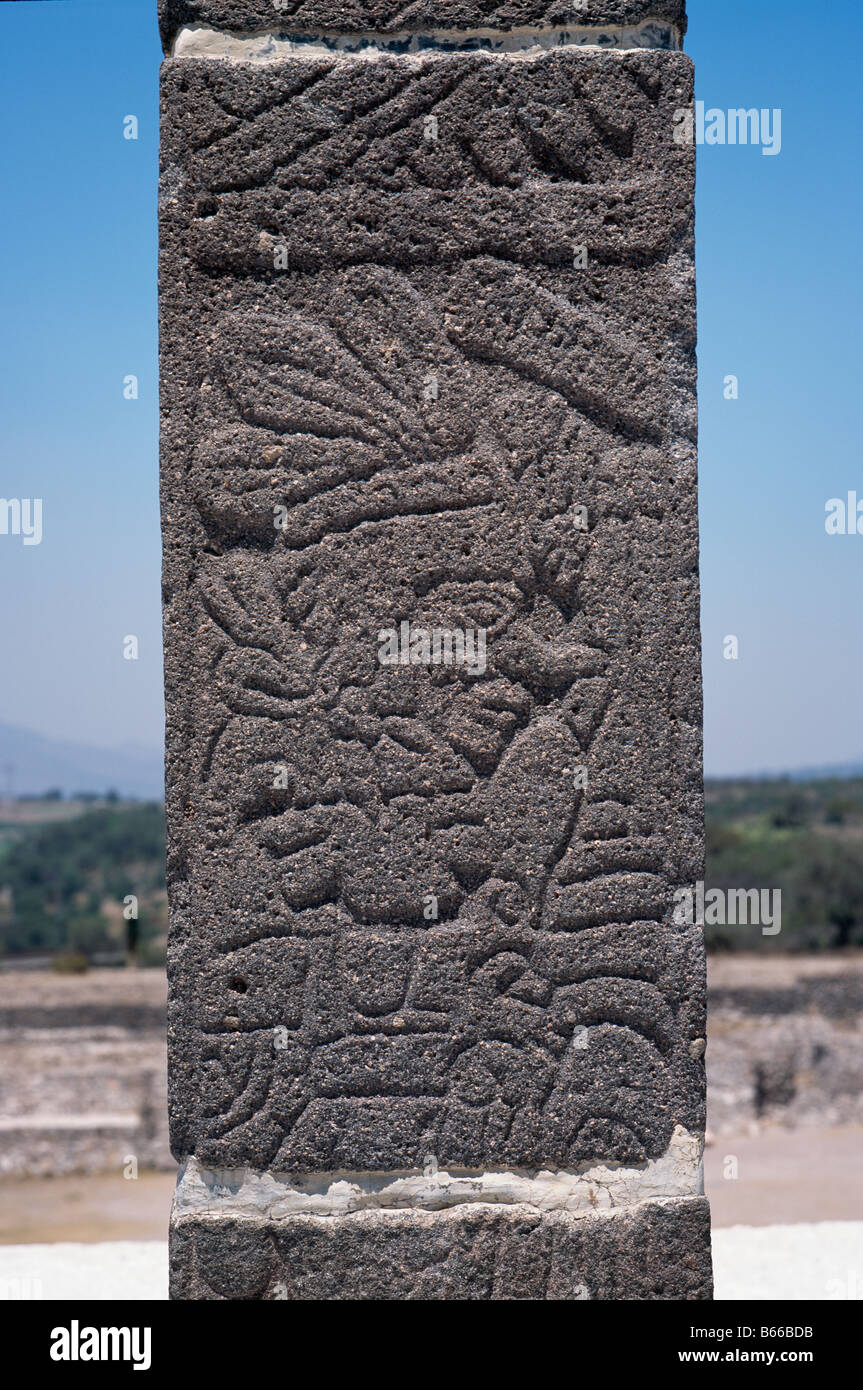 Mexico Tula Detail Of Warrior On Pyramid B Stock Photo