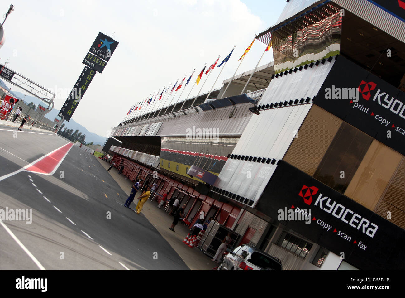 catalunya racing circuit pit lane outside barcelona spain Stock Photo