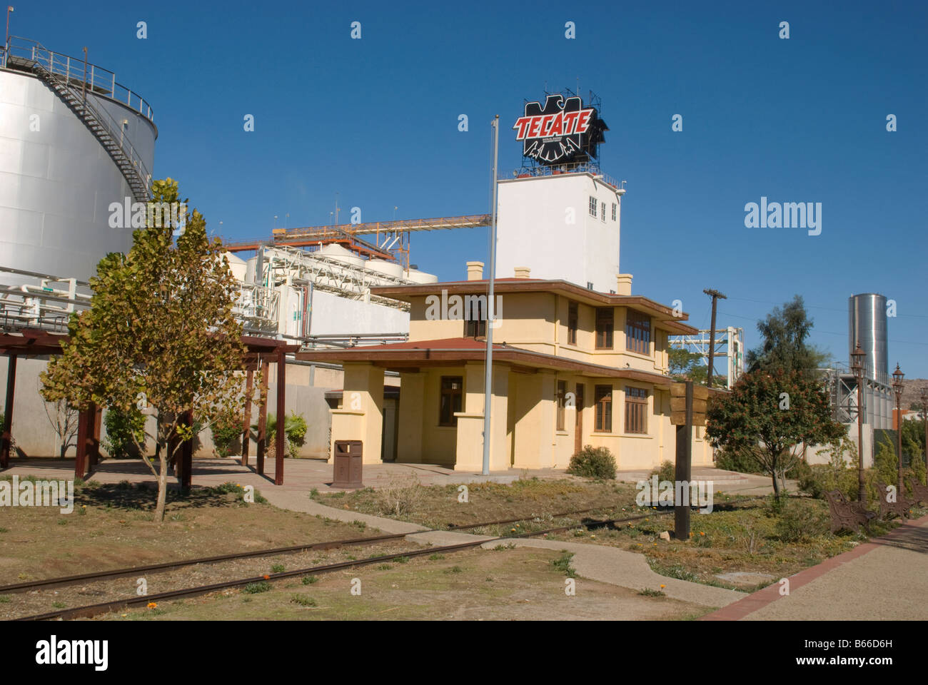 The brewery where the famous and delicious Tecate Beer is bottled in Tecate Baja California Mexico Stock Photo