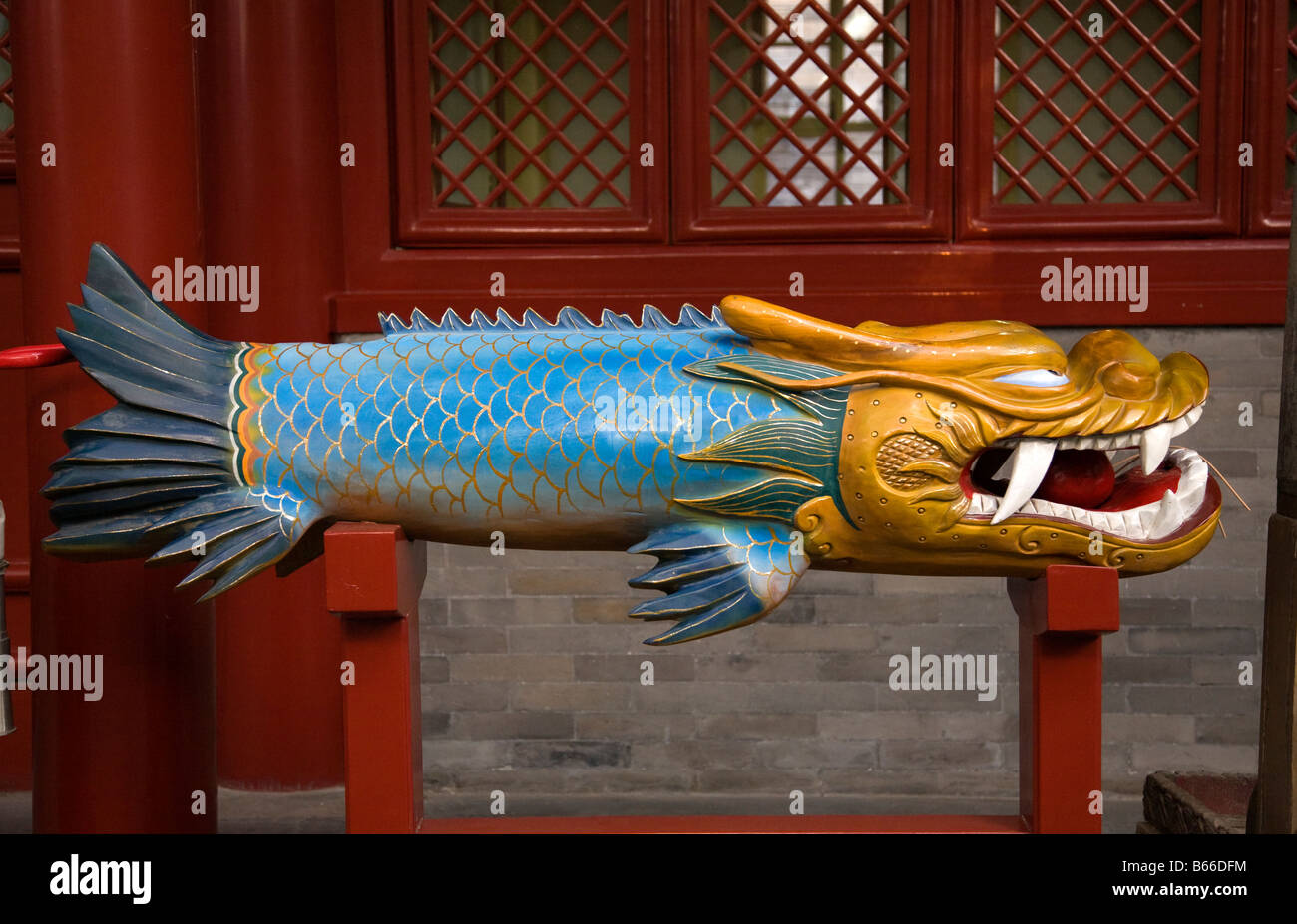 Wooden Dragon Fish Bell Fayuan Buddhist Temple Beijing China This wooden  bell is used to call Buddhist monks to prayer Stock Photo - Alamy