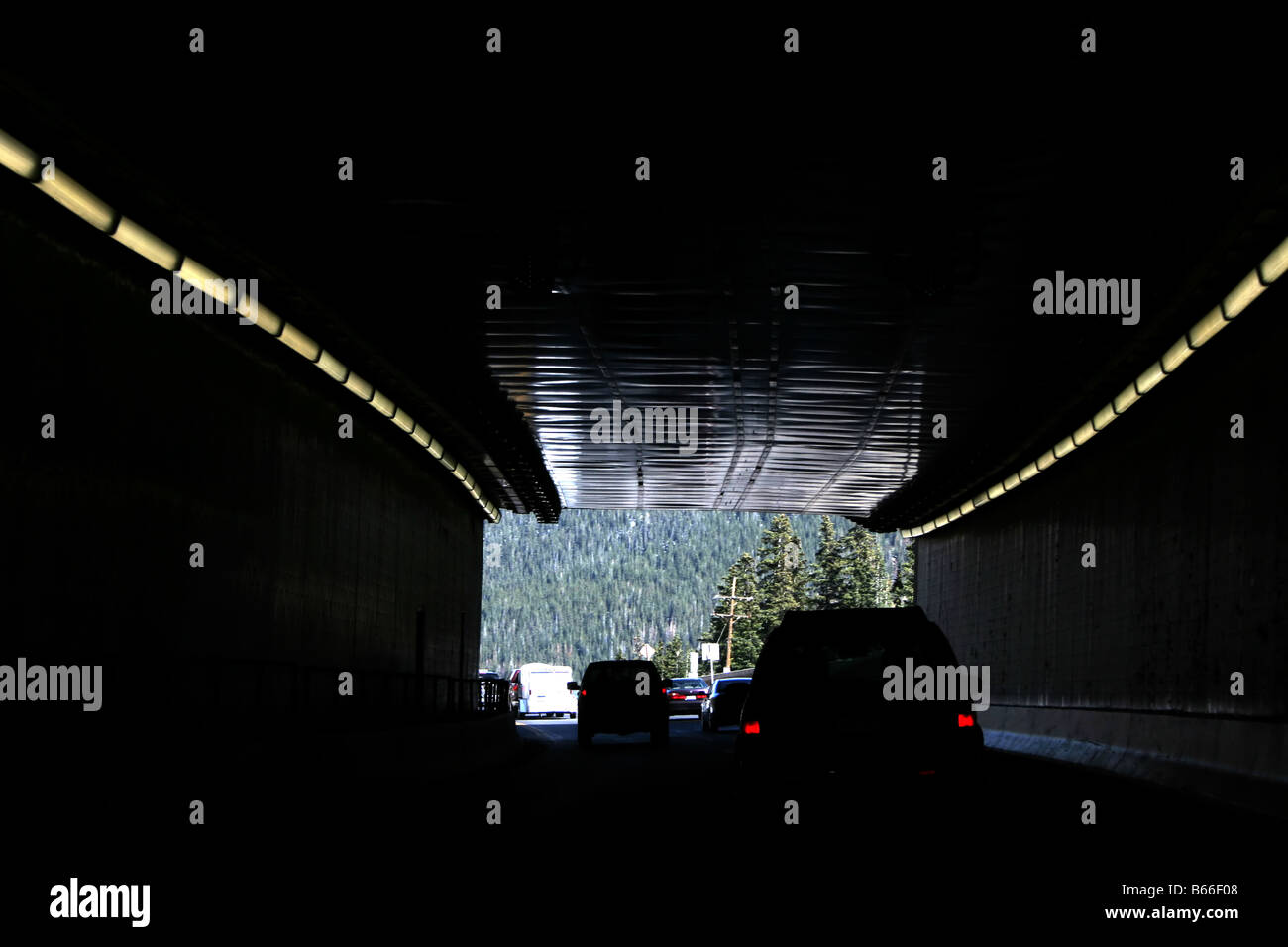 Cars exiting the Eisenhower tunnel in Summit County Colorado Stock Photo Alamy