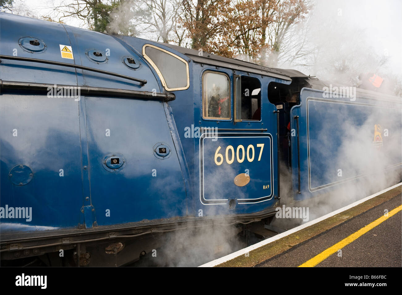Sir Nigel Gresley hauling The Cathedrals Express to Bath and Bristol at Ascot Station UK -3 Stock Photo