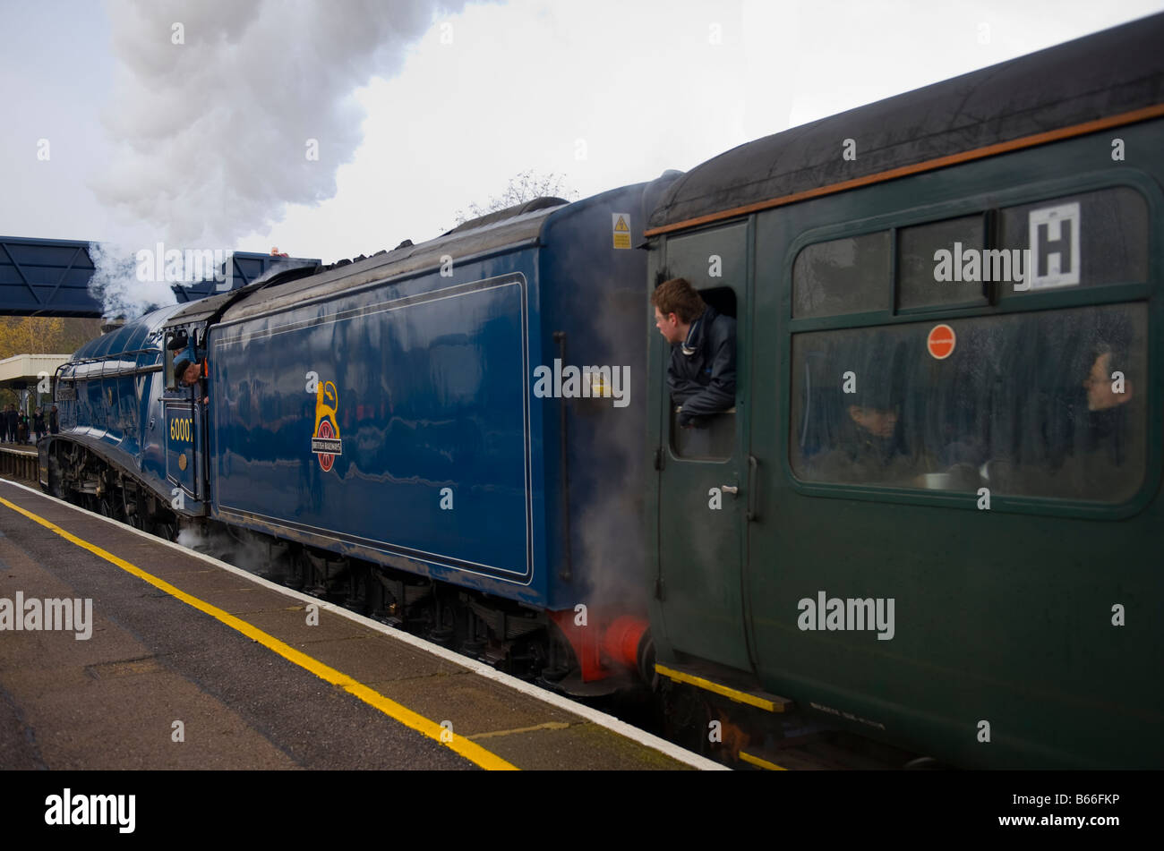 Sir Nigel Gresley hauling The Cathedrals Express to Bath and Bristol at Ascot Station UK-5 Stock Photo