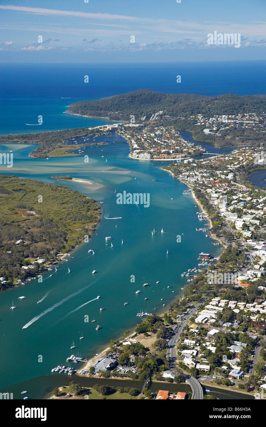 Noosa River Noosaville Noosa Heads Sunshine Coast Queensland Australia aerial Stock Photo