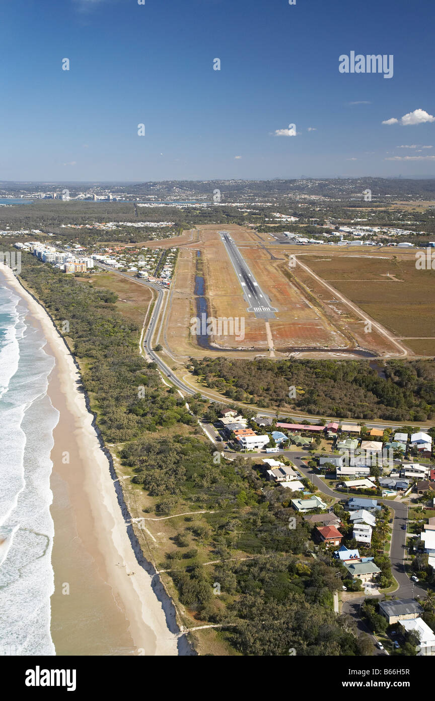 Marcoola Beach and Sunshine Coast Airport Sunshine Coast Queensland Australia aerial Stock Photo