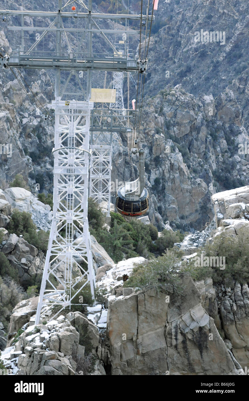 Palm Springs aerial tram Mt San Jacinto California USA West mountains desert ride transport cable car tourist elevation scenic Stock Photo