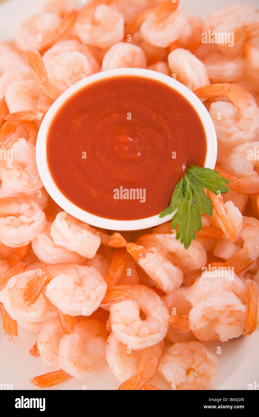 Shrimp with sauce, close-up Stock Photo