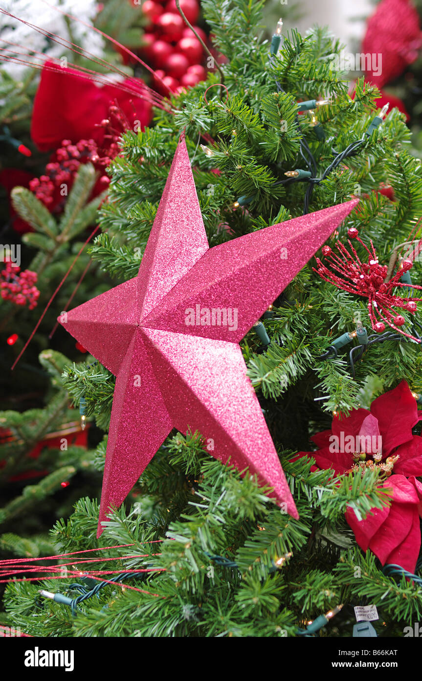 Red star Christmas tree decoration Stock Photo Alamy
