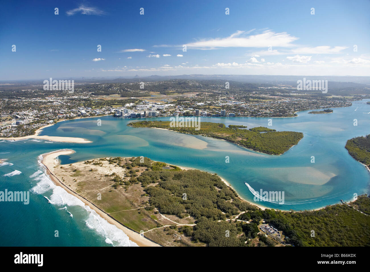 Maroochy River Maroochydore Sunshine Coast Queensland Australia aerial