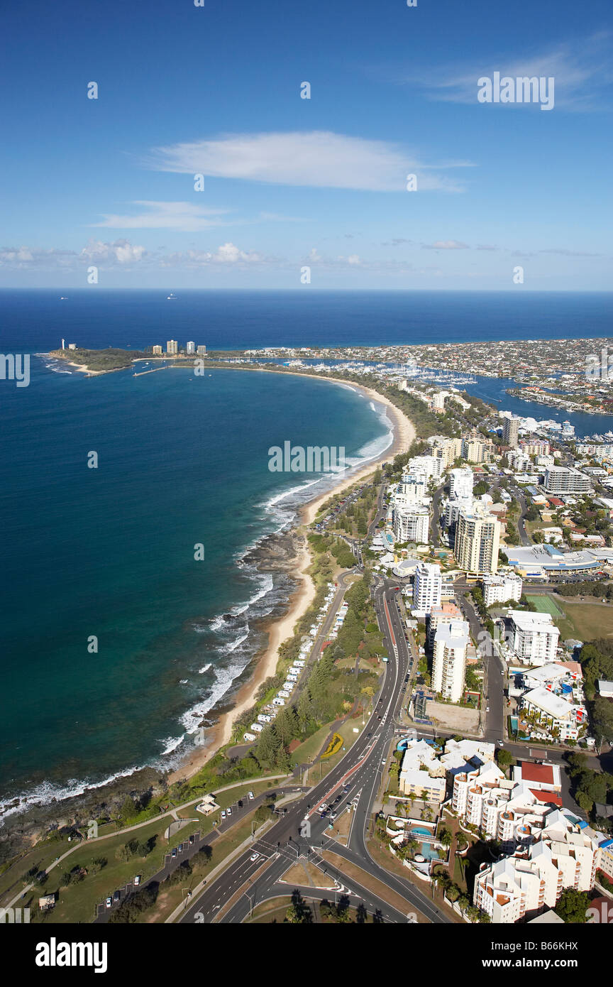 Hotels and Apartments Mooloolaba Sunshine Coast Queensland Australia aerial Stock Photo