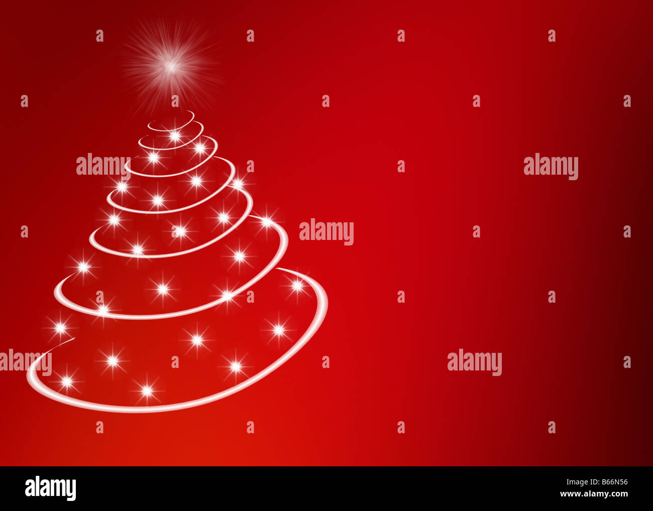 Abstract christmas tree made by stars in postcard format Stock Photo