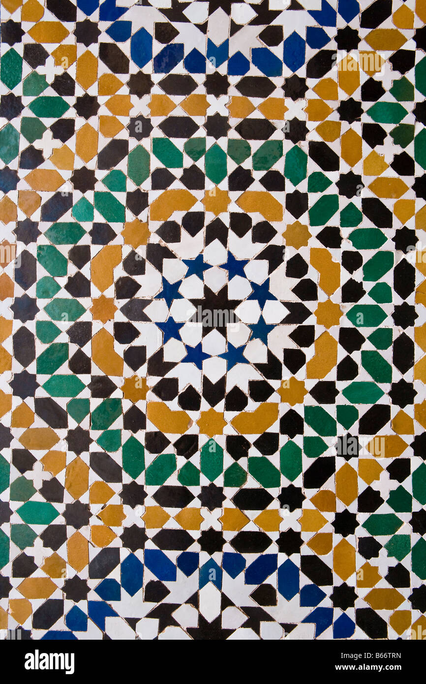 Typical Moroccan tiles, Marrakesh, Morocco Stock Photo