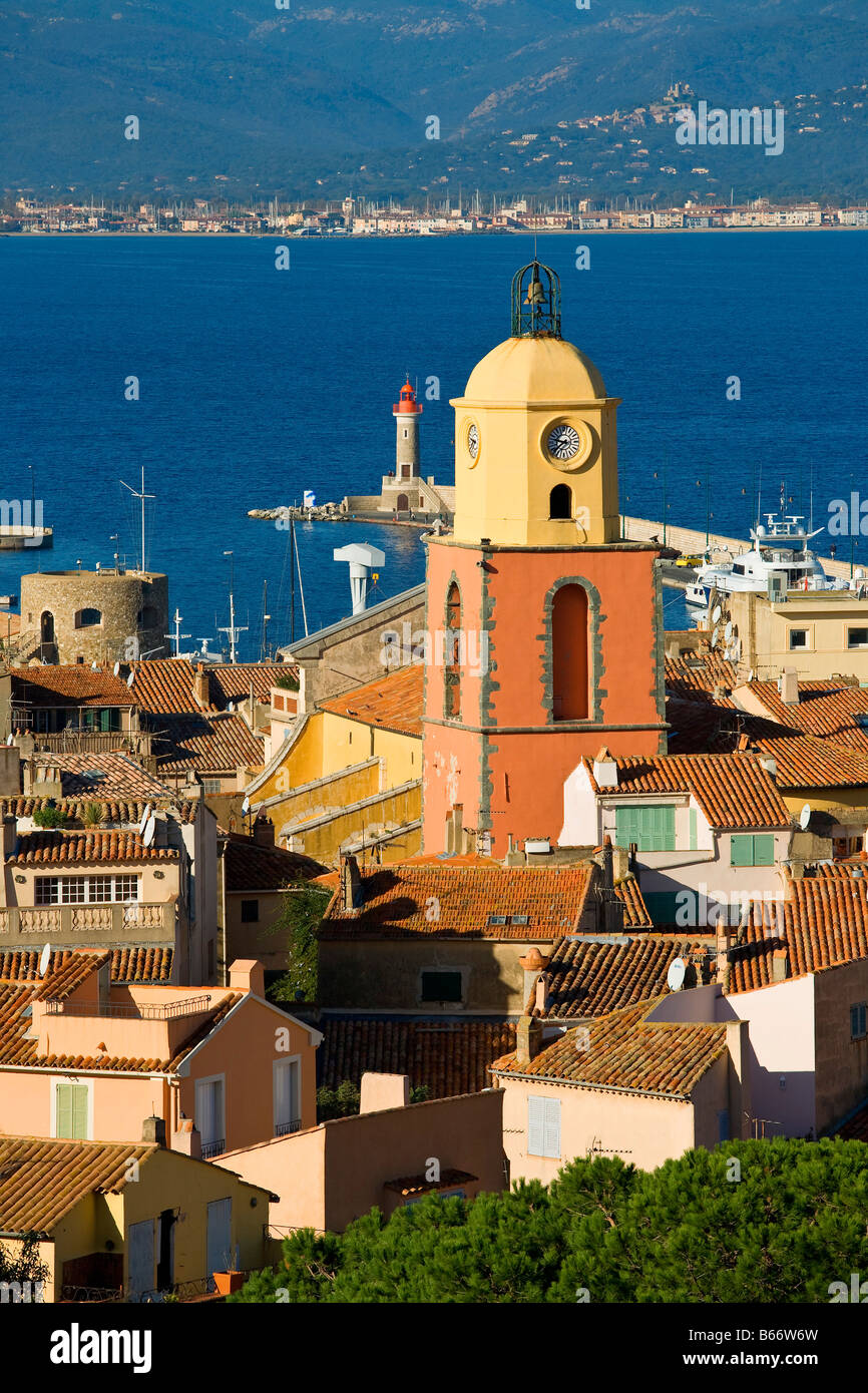SAINT TROPEZ HARBOUR AND TOWN ELEVATED VIEW Stock Photo - Alamy