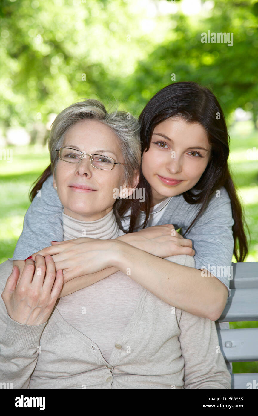Mother and daughter on the walk in park Stock Photo - Alamy