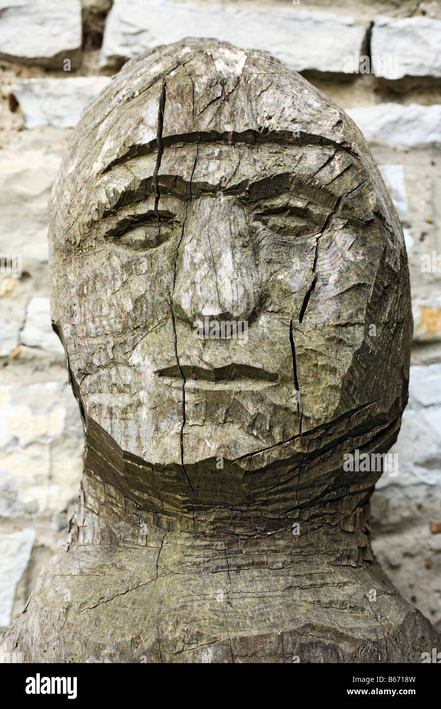 Pagan idol in city museum, Kamianets Podilskyi, Khmelnytskyi oblast (province), Ukraine Stock Photo