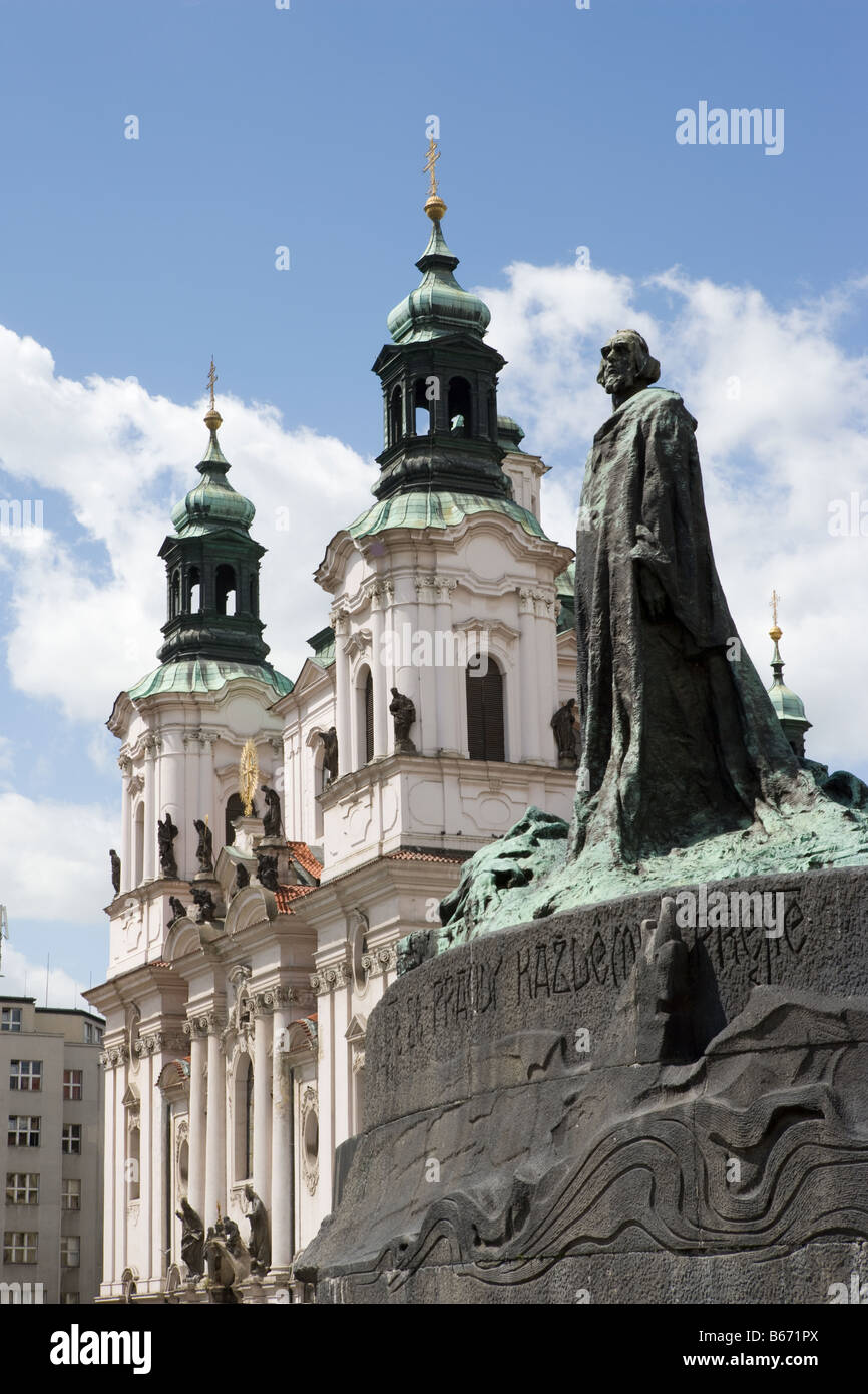 Statue of jan hus prague Stock Photo