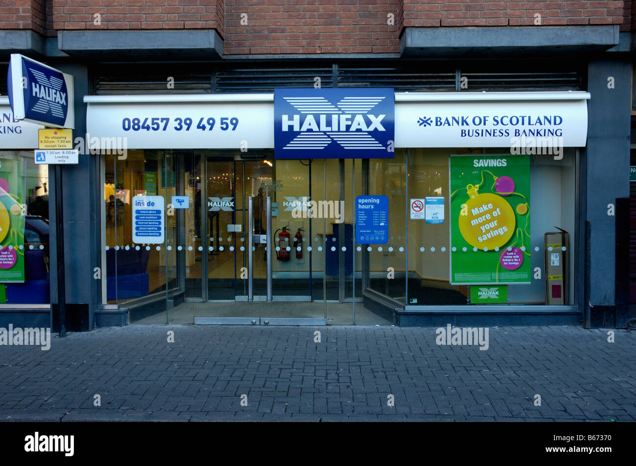 Halifax Building Society branch entrance in Leicester City Stock Photo
