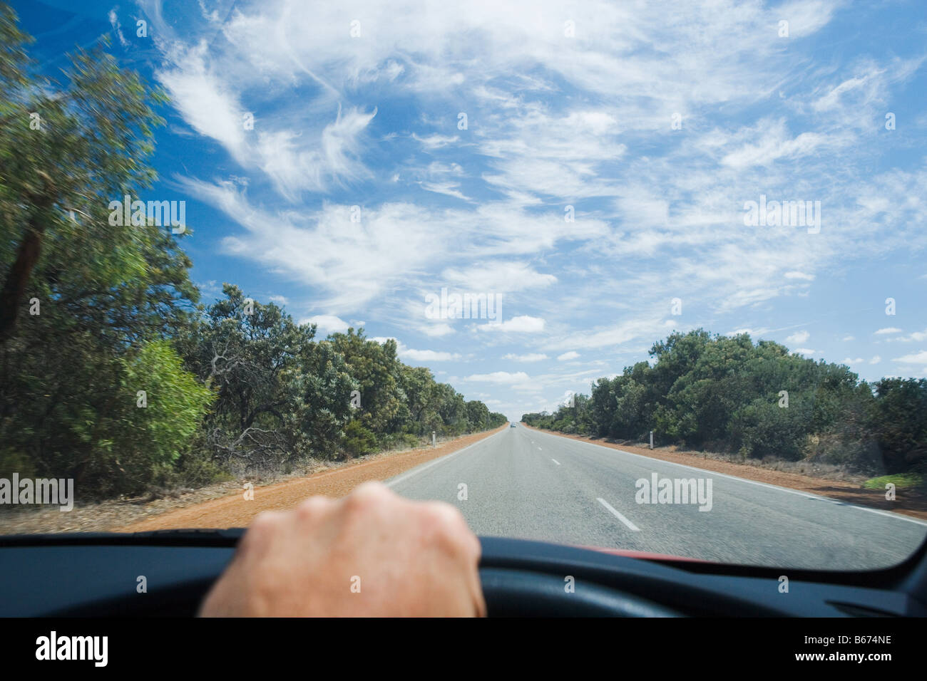 A person driving a car Stock Photo