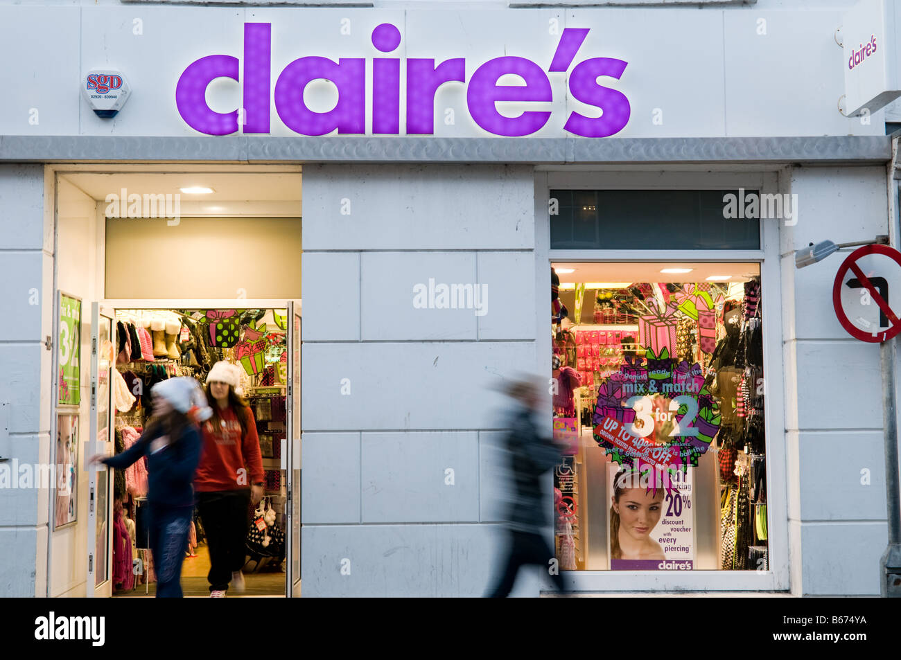 Claire's shop store popular with teenage girls looking for party accessories clothes and cheap hair goods Stock Photo