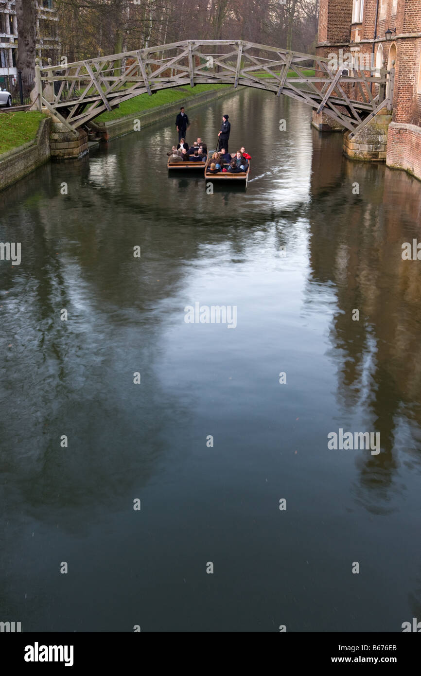 Tourist punts on the River Cam in Cambridge, England, UK Stock Photo