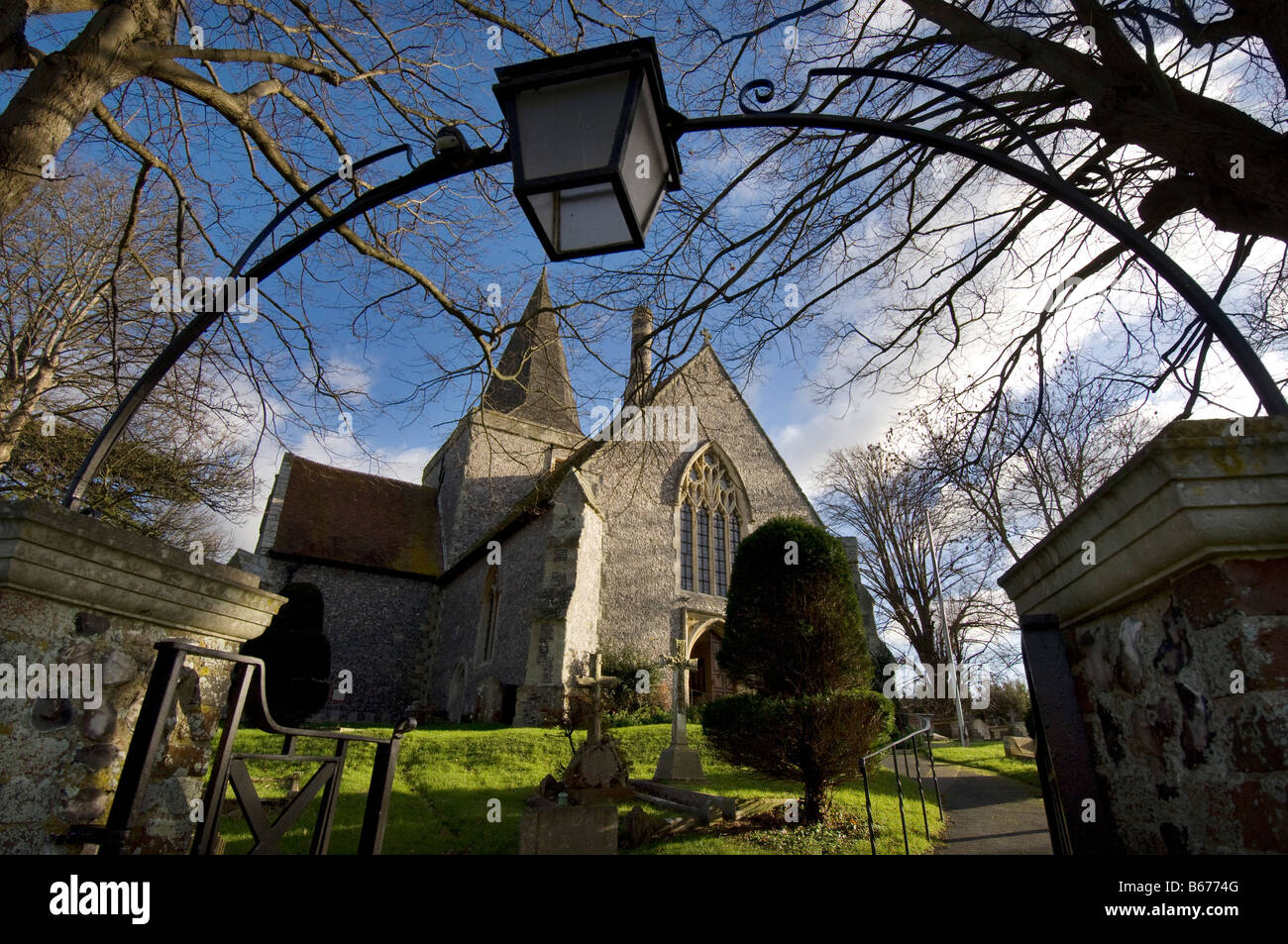 The 14th Century Village church of Saint Andrews in the picturesque village of Alfriston , East Sussex Stock Photo