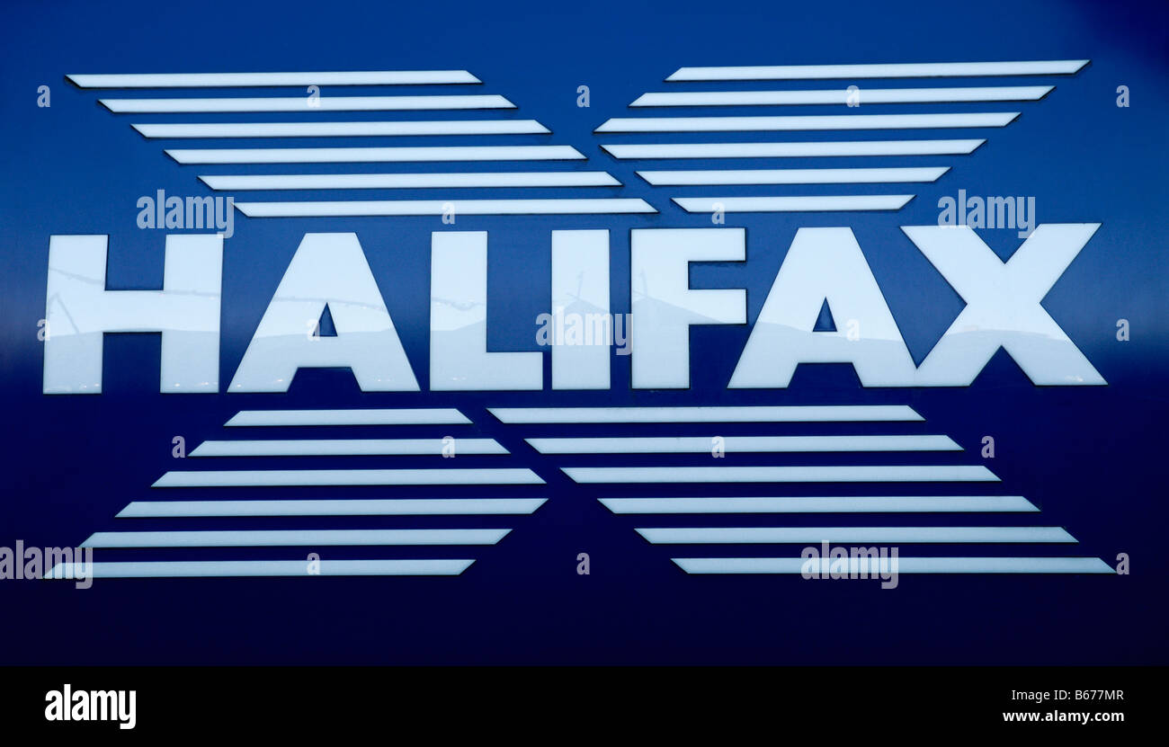 Halifax Building Society logo and signage part of the HBOS group Stock