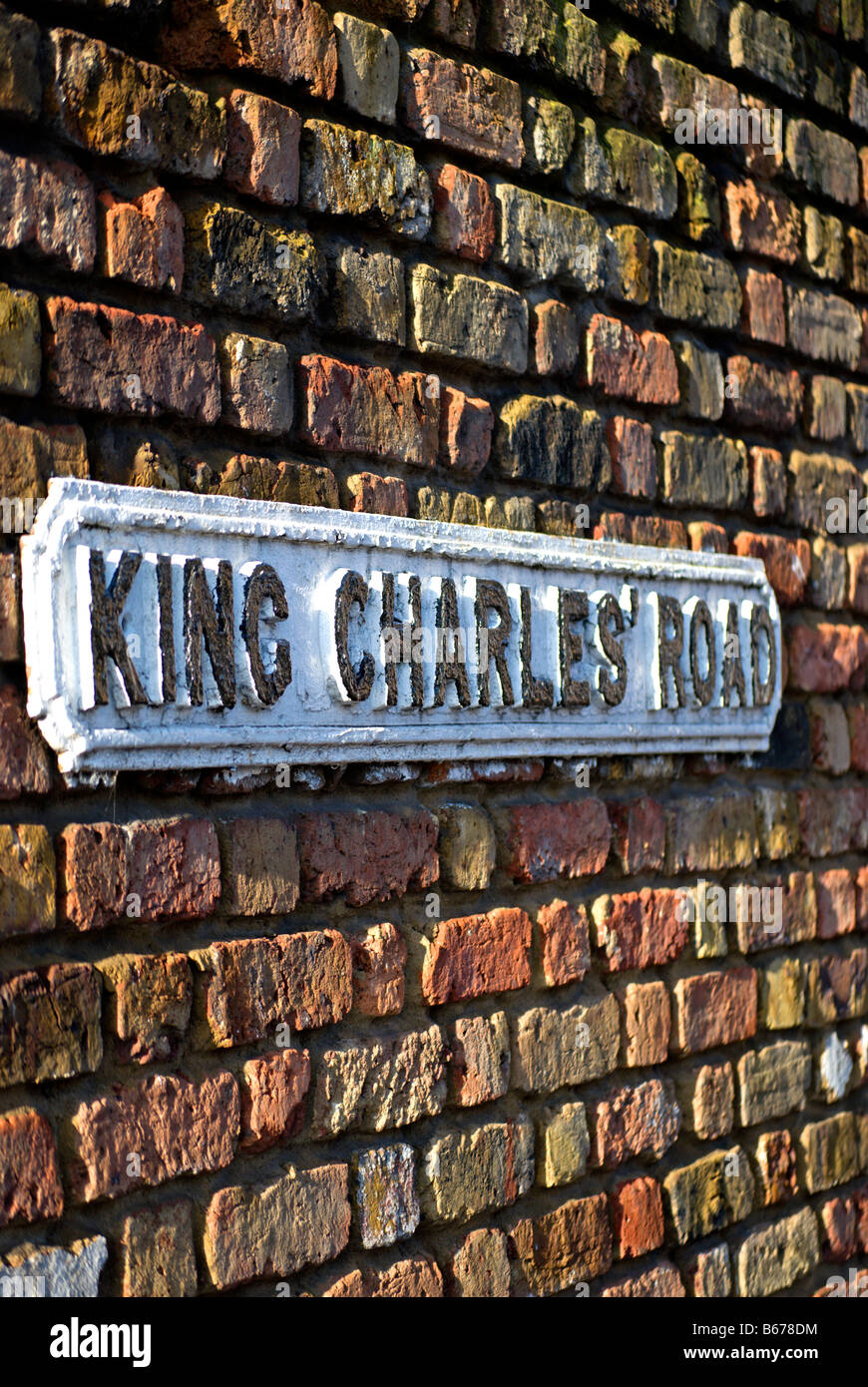 street sign for king charles' road, in surbiton, surrey, england Stock Photo Alamy