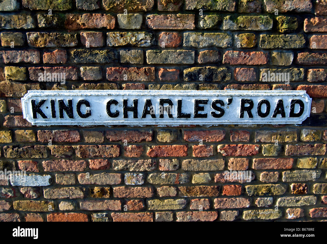 street sign for king charles' road, in surbiton, surrey, england Stock