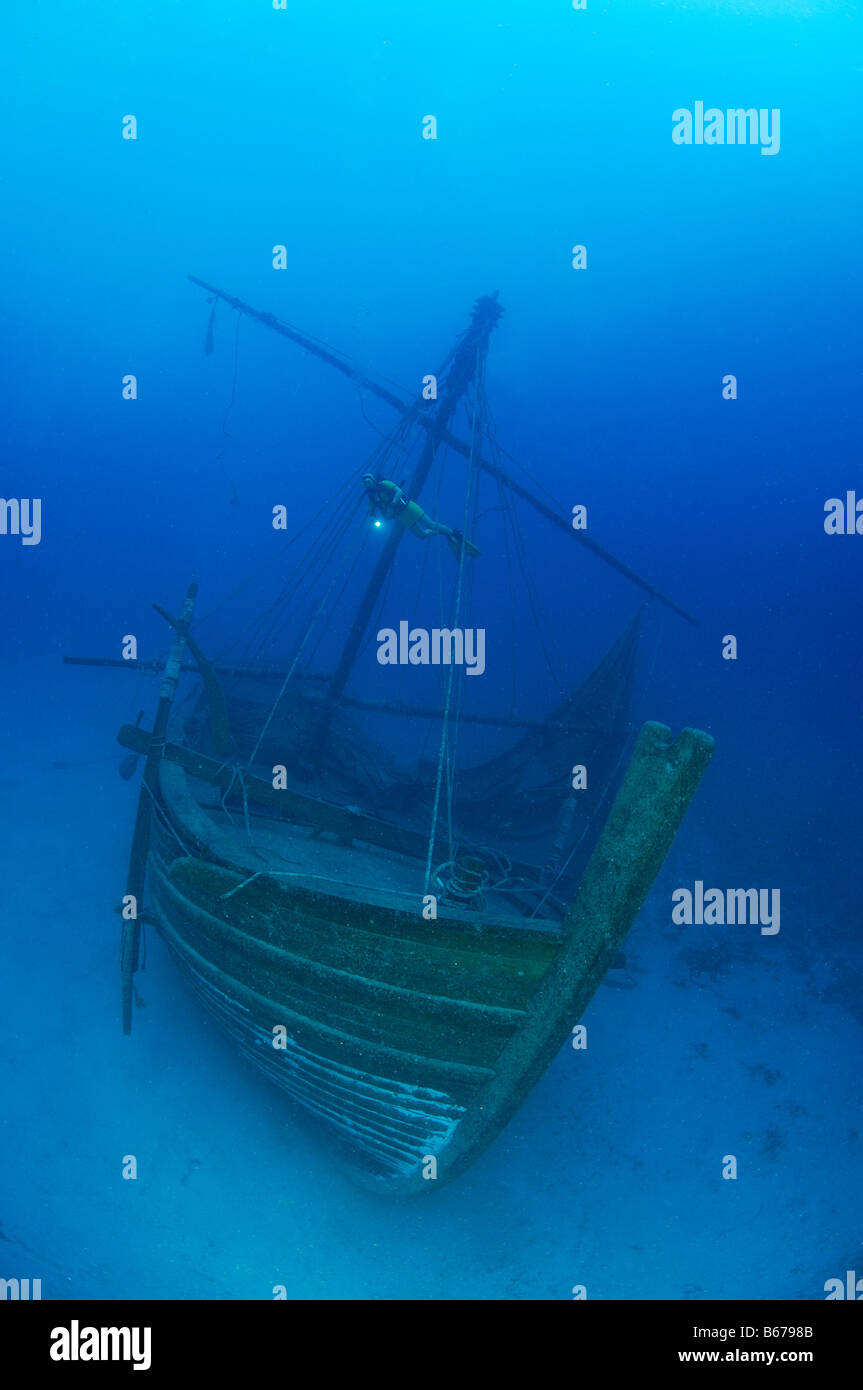 Uluburun II Wreck Replica of Bronze Age Wreck Kas Mediterranean Sea Turkey Stock Photo