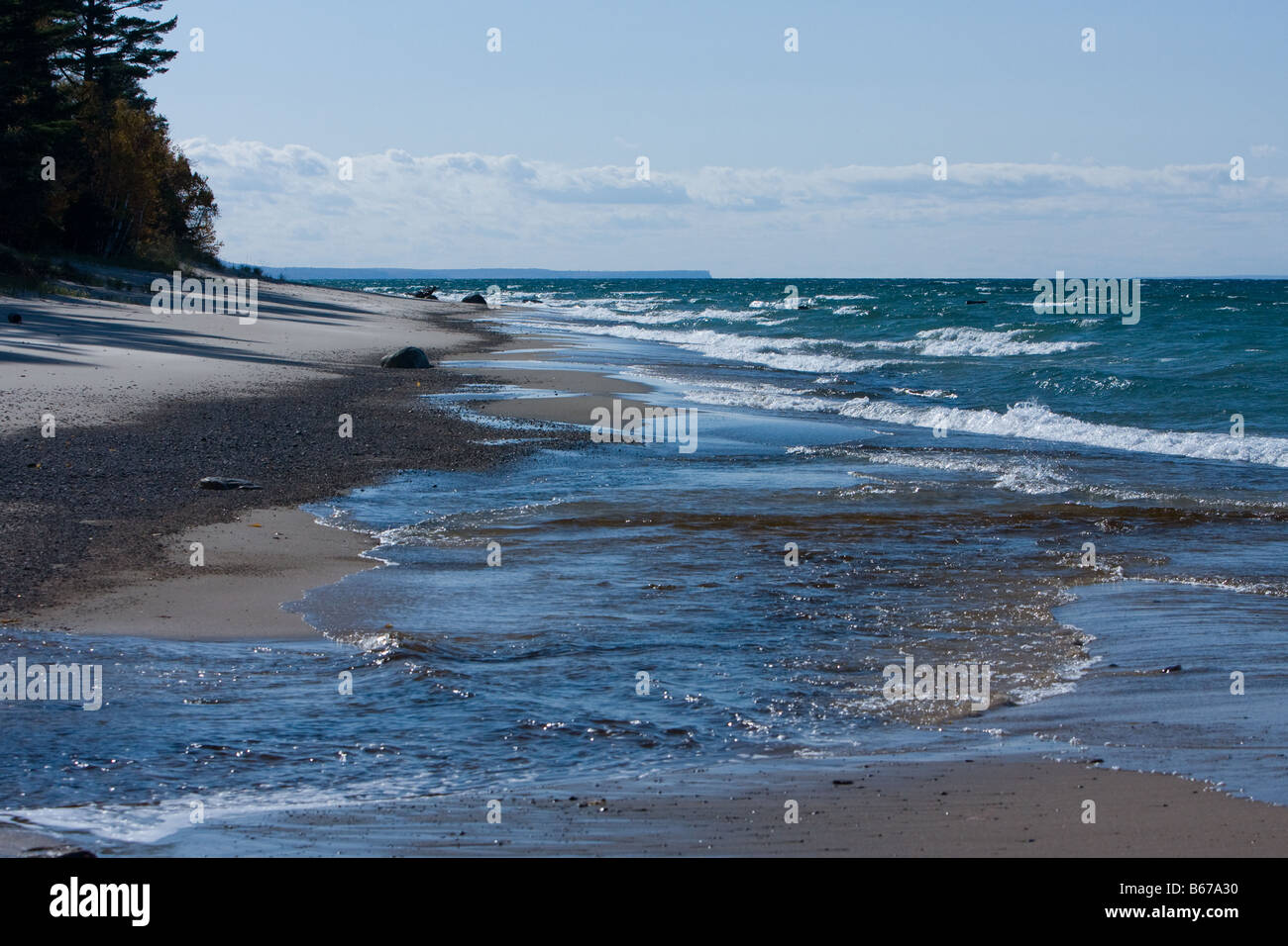 Hurricane River as it empties into Lake Superior, Pictured Rocks