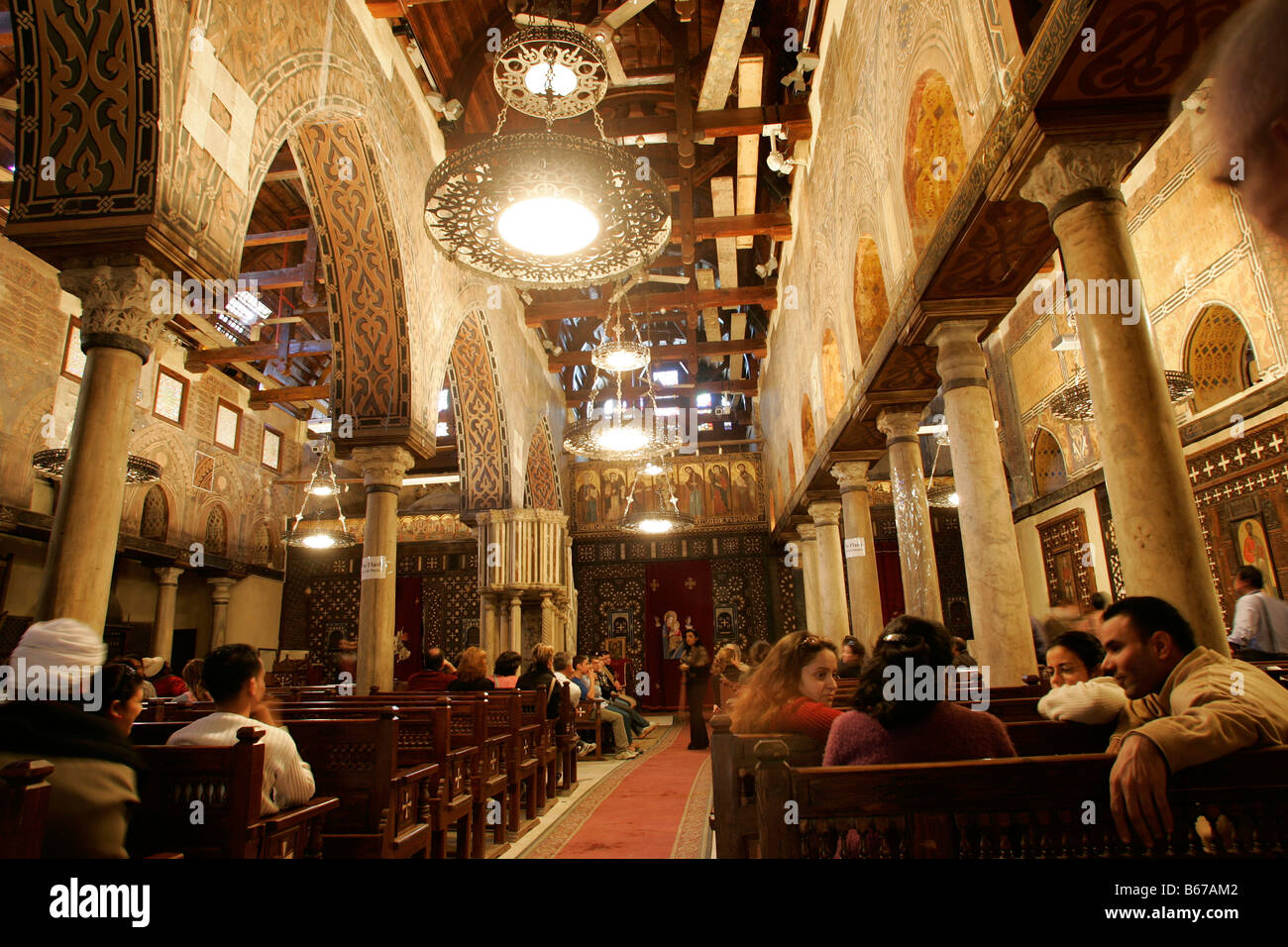 The Hanging Church in Cairo, Egypt. Saint Virgin Mary's Coptic Orthodox Church also known as the Hanging Church (El Muallaqa) Stock Photo