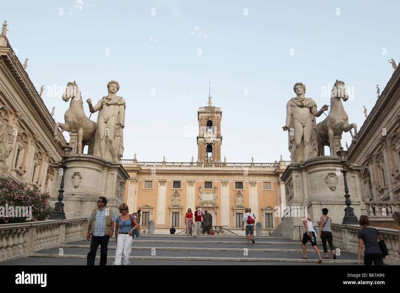 The ancient statue on Piazza del Campidoglio Rome Italy Stock Photo - Alamy