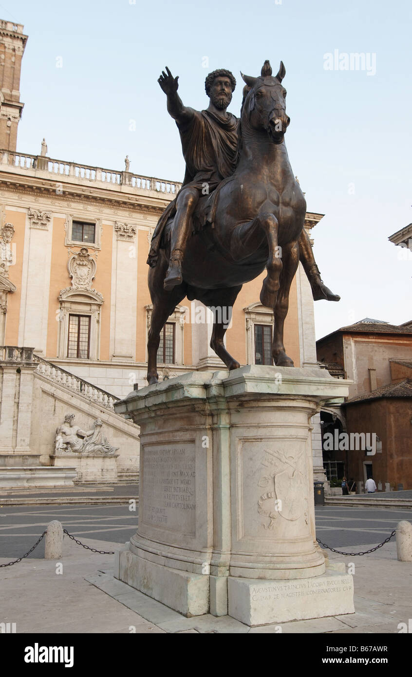 The ancient statue on Piazza del Campidoglio Rome Italy Stock Photo - Alamy