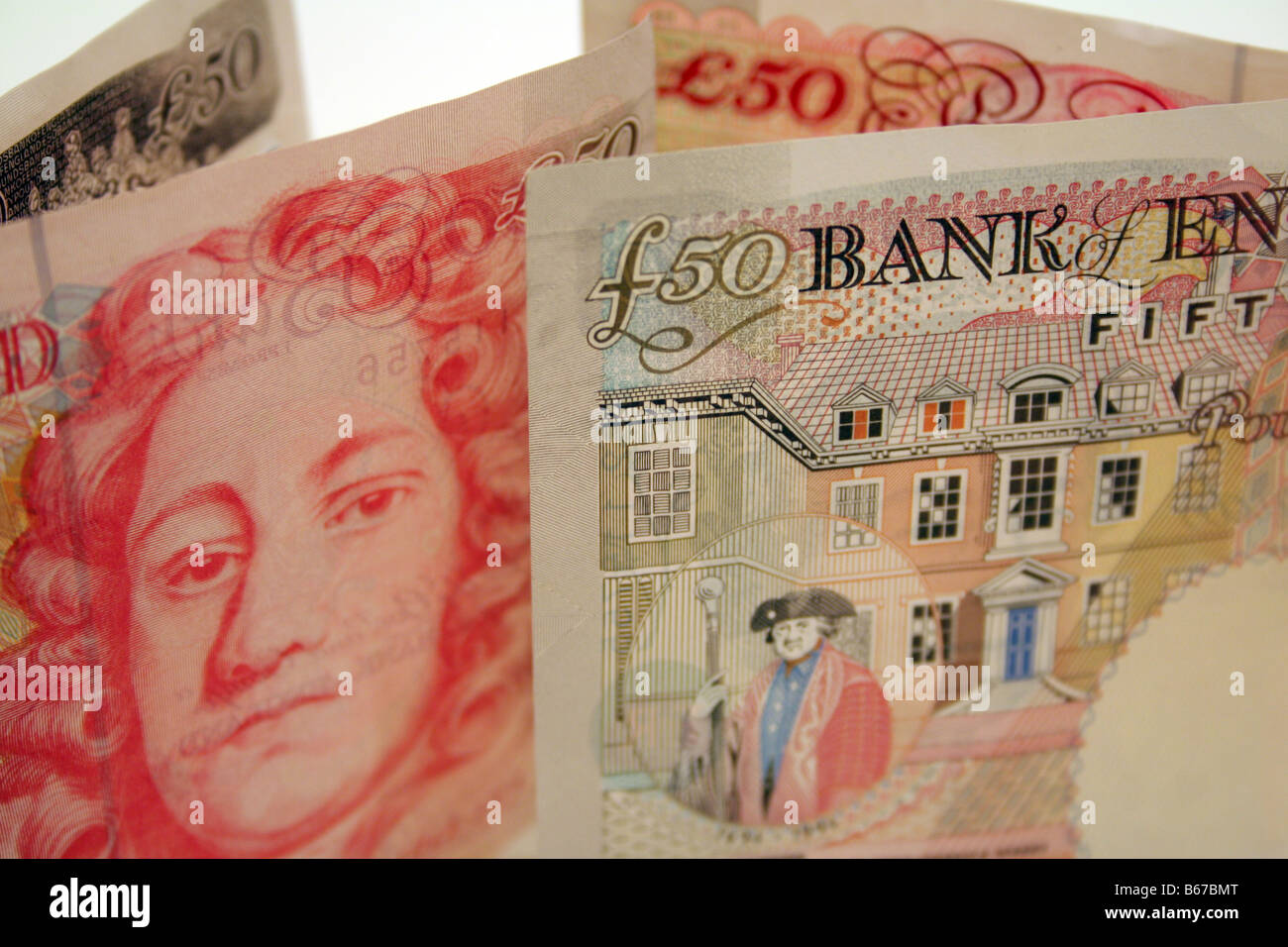 Two fifty pound notes Stock Photo