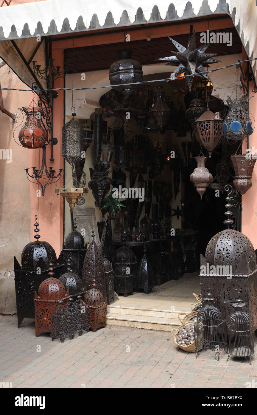 Lantern Shop in the Medina Marrakesh Morocco Stock Photo