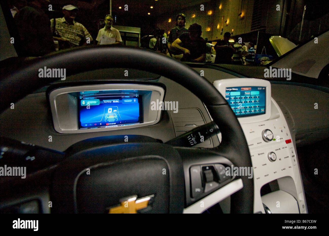 Steering wheel of Chevrolet Volt at "AltCar" show exhibition in Santa Monica, CA Stock Photo